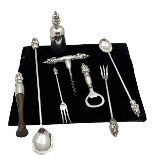 International Sterling Jensen Style Barware Lot in Royal Danish
