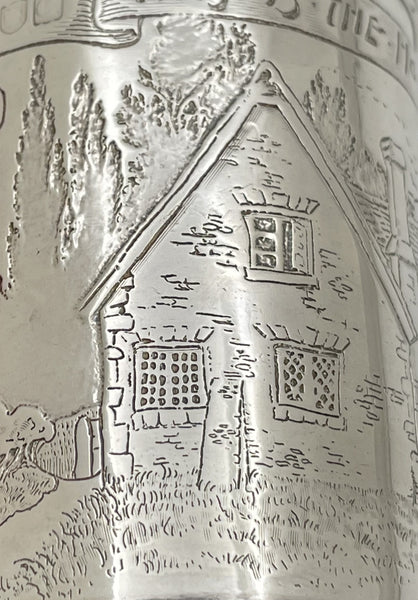 Mappin English Sterling Silver 1898 Child's / Christening Mug with House & Mouse