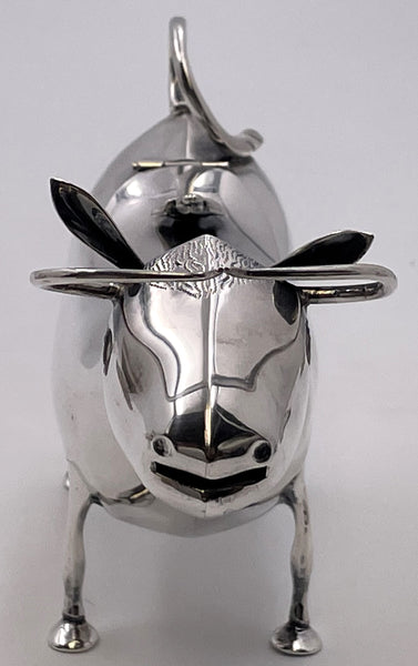 Dutch Silver Cow Creamer with Bee Motif from 20th Century