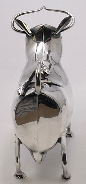 Dutch Silver Cow Creamer with Bee Motif from 20th Century