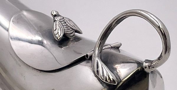 Dutch Silver Cow Creamer with Bee Motif from 20th Century