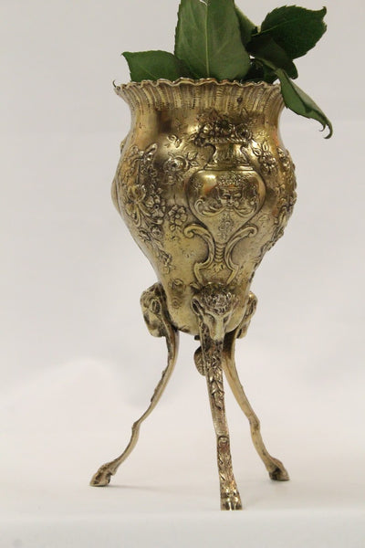 Pair of Vermeil Continental Silver Footed Vases