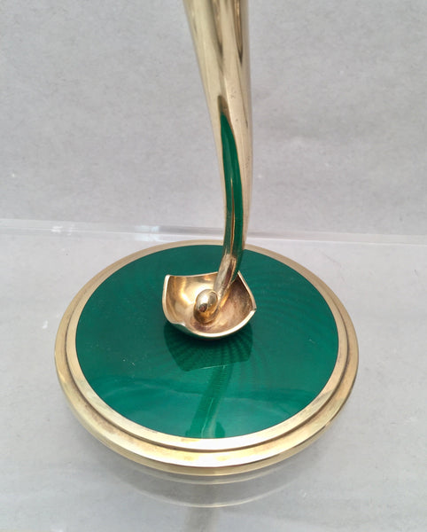 J. Tostrup Norwegian Gilt Sterling Silver and Green Enamel Vase