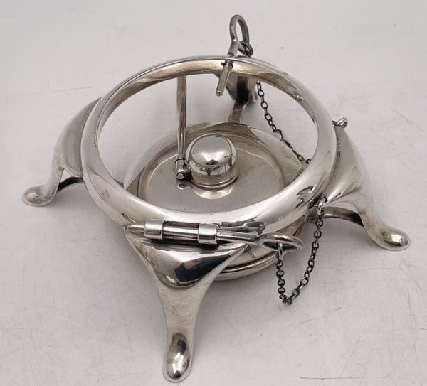 McAuliffe & Handley Sterling Silver 4-Piece Tea Service in Arts & Crafts Style with Tray