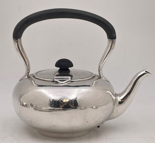 McAuliffe & Handley Sterling Silver 4-Piece Tea Service in Arts & Crafts Style with Tray