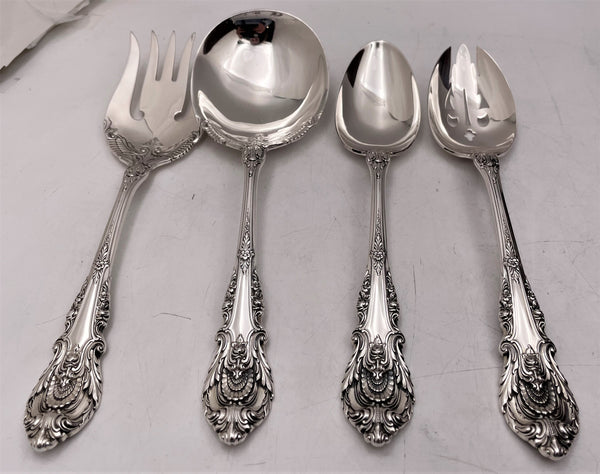 Wallace Sir Christopher Sterling Silver 88-Piece Dinner Flatware Set for 12 with Servers in Box
