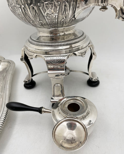 Tetard French Sterling Silver 7-Piece Art Deco Tea Coffee Set with Tray & Kettle