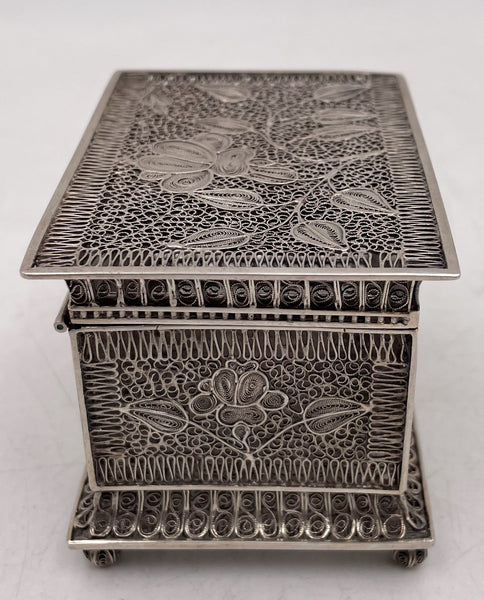 Filigree Early 20th Century Silver Box with Floral Motifs