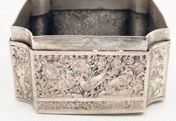 Chinese Silver Box with Bird and Floral Motifs