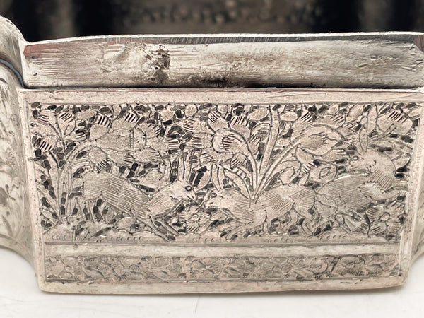 Chinese Silver Box with Bird and Floral Motifs