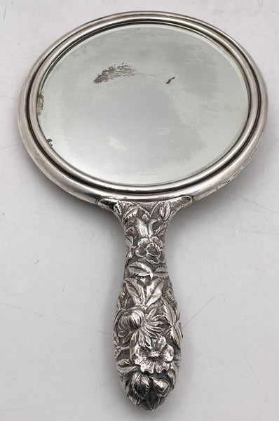 S Kirk & Son Sterling Silver Repousse 19th Century Hand Mirror