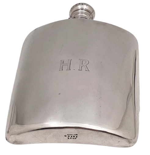 Lebkuecher Sterling Silver Early 20th Century Flask in Art Deco Style