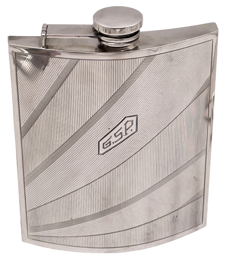 Watrous for International Sterling Silver Early 20th Century Flask in Art Deco Style