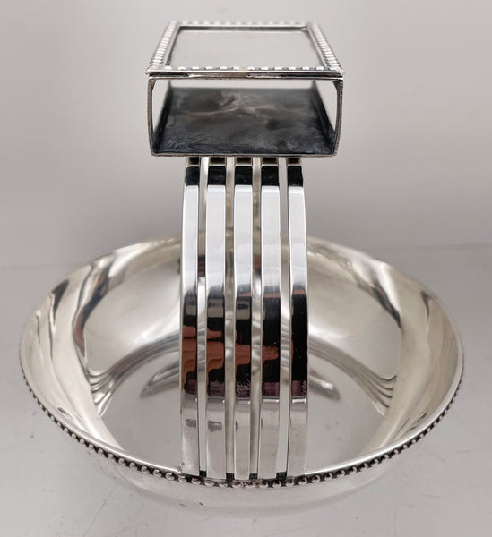 Faraone Italian Silver Ashtray and Matchbox in Mid-Century Modern Style