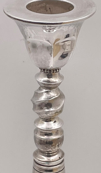 Georg Jensen by J. Rohde Rare Sterling Silver Hammered Candlestick #441 and in Art Deco Style