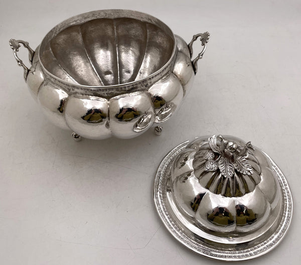 South American Silver Tureen/ Covered Bowl with Camel Finial