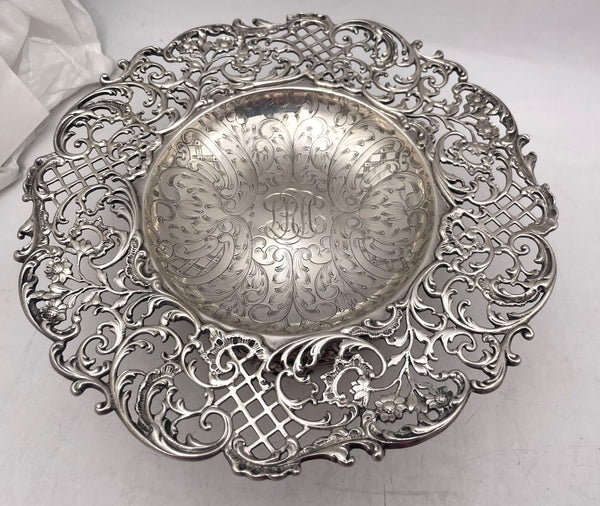 Roger Williams Pair of Sterling Silver Compotes Tazze Footed Bowls in Art Nouveau Style