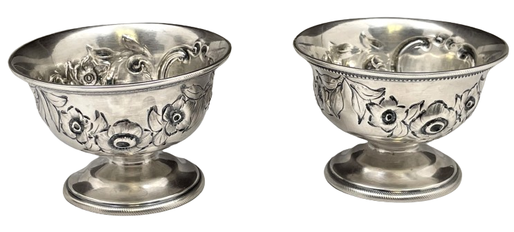 Gorham Coin Silver Pair of Open Salt Cellars from 1850s