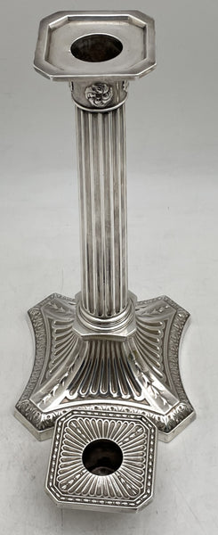 Gorham Pair of Sterling Silver 1894 Tall Corinthian Column Candlesticks / Shabbos Sticks