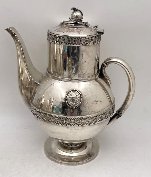 E. V. Haughwout & Co. White House Silver Helmet Medallion 5-Piece 19th Century Tea & Coffee Set