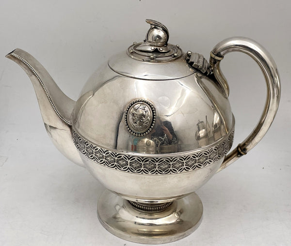 E. V. Haughwout & Co. White House Silver Helmet Medallion 5-Piece 19th Century Tea & Coffee Set