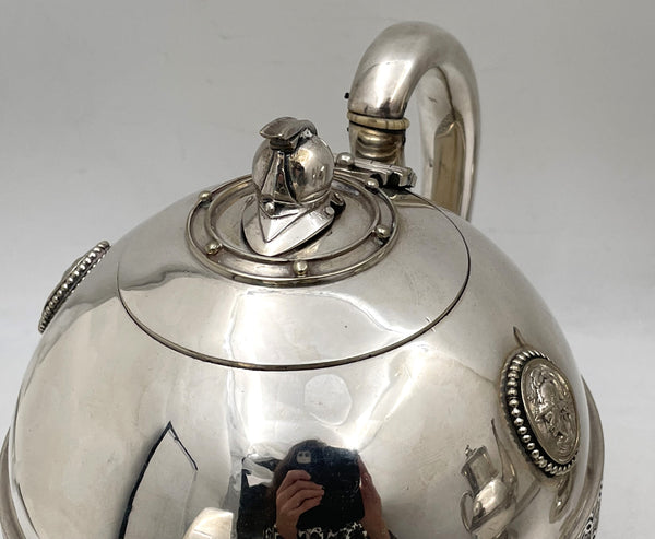 E. V. Haughwout & Co. White House Silver Helmet Medallion 5-Piece 19th Century Tea & Coffee Set