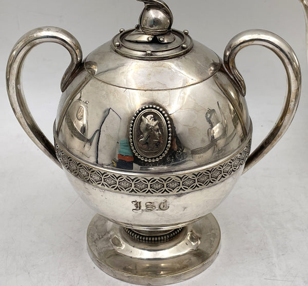 E. V. Haughwout & Co. White House Silver Helmet Medallion 5-Piece 19th Century Tea & Coffee Set