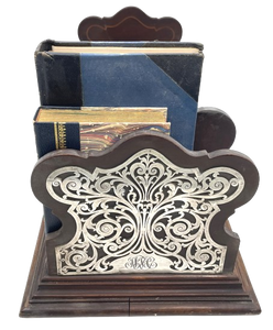 Black, Starr & Frost Rare Sterling Silver & Wood Book Holder Shelf