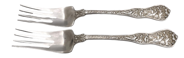 Tiffany & Co. Pair of Sterling Silver Cold Meat Forks in Olympian Pattern