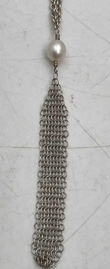Tiffany by Peretti Mesh Sterling Silver Pearl Necklace