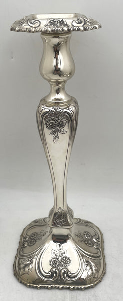 Shreve & Co. Pair of Sterling Silver Candlesticks in Art Nouveau Style