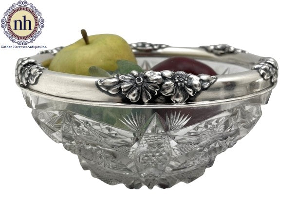 Gorham Sterling Silver Cut Glass 1903 Bowl in Art Nouveau Style