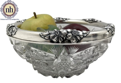Gorham Sterling Silver Cut Glass 1903 Bowl in Art Nouveau Style