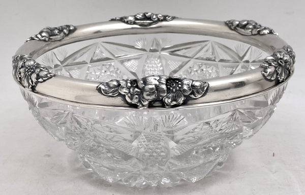 Gorham Sterling Silver Cut Glass 1903 Bowl in Art Nouveau Style