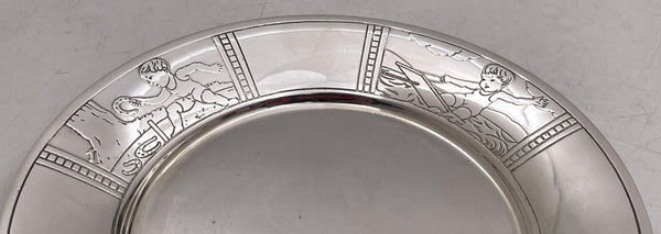 Tiffany & Co. Sterling Silver Child Bowl & Underplate with Boys Playing Sports