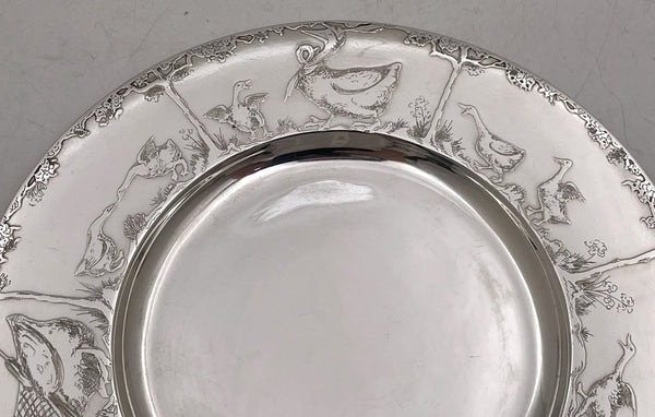 F. Smith Sterling Silver Child Bowl & Underplate with Embossed Animal Motifs