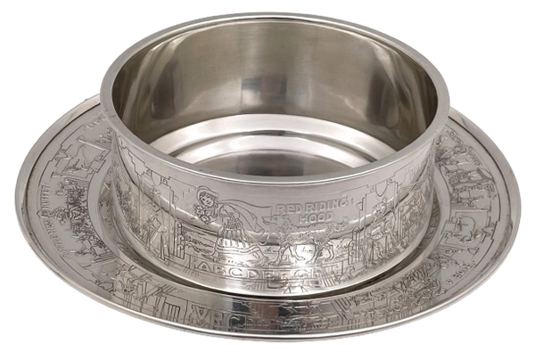 Gorham Sterling Silver Child Bowl & Underplate with Children & Alphabet Motifs