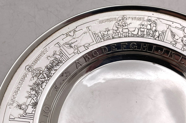 Gorham Sterling Silver Child Bowl & Underplate with Children & Alphabet Motifs