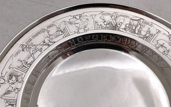 Gorham Sterling Silver Child Bowl & Underplate with Children & Alphabet Motifs