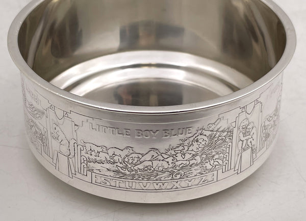 Gorham Sterling Silver Child Bowl & Underplate with Children & Alphabet Motifs