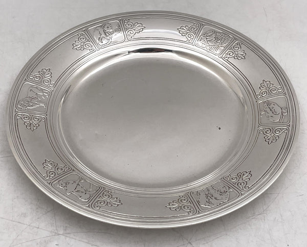Tiffany & Co. Sterling Silver 1927 Child's Plate / Dish with Animal Motifs