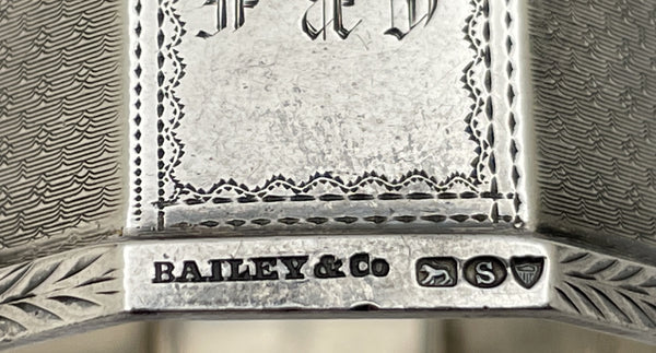Pair of Bailey & Co. Coin Silver Napkin Ring Holders Circa 1850s