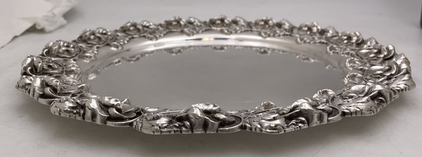 Whiting Round Sterling Silver Tray / Platter in Art Nouveau Style