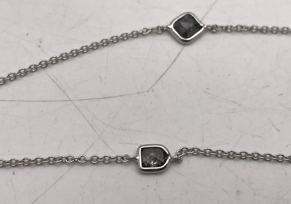 18k White Gold & Black Diamond Long Necklace