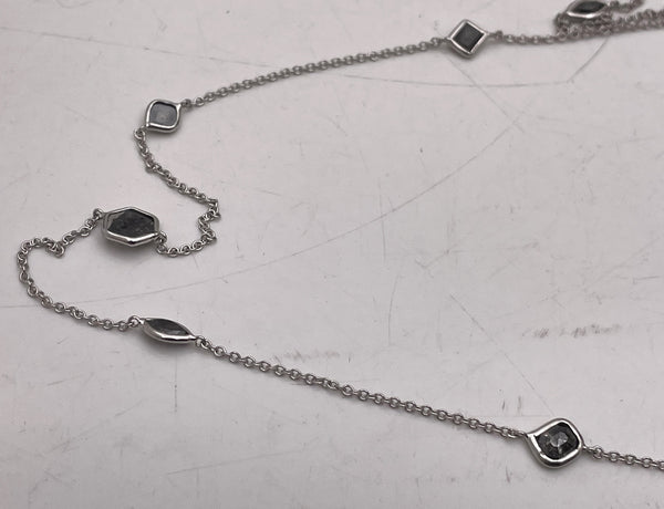 18k White Gold & Black Diamond Long Necklace