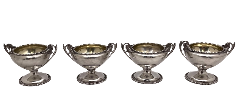 Bailey & Co. Set of 4 Coin Silver Open Salts from Mid-19th Century