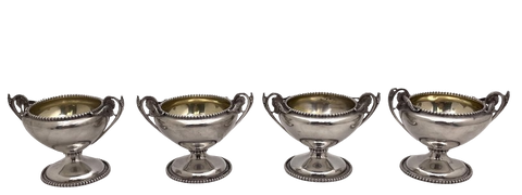 Bailey & Co. Set of 4 Coin Silver Open Salts from Mid-19th Century