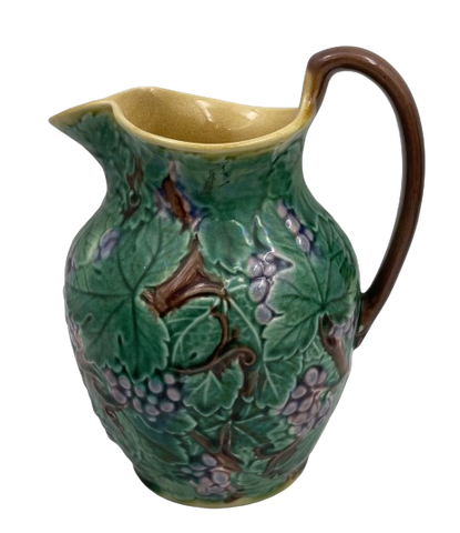 Wedgwood of Etruria Majolica Ceramic Pottery Jug Pitcher with Grape Motifs