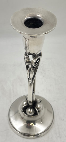 Pair of Sterling Silver Shabbat Candlesticks in Georg Jensen Mid-Century Modern Style