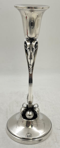 Pair of Sterling Silver Shabbat Candlesticks in Georg Jensen Mid-Century Modern Style